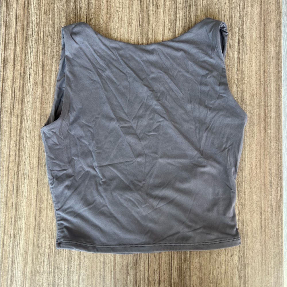 Work once Gray backless Top with silicone lining inside